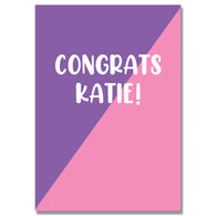Personalised Purple 2 Tone Congrats Card